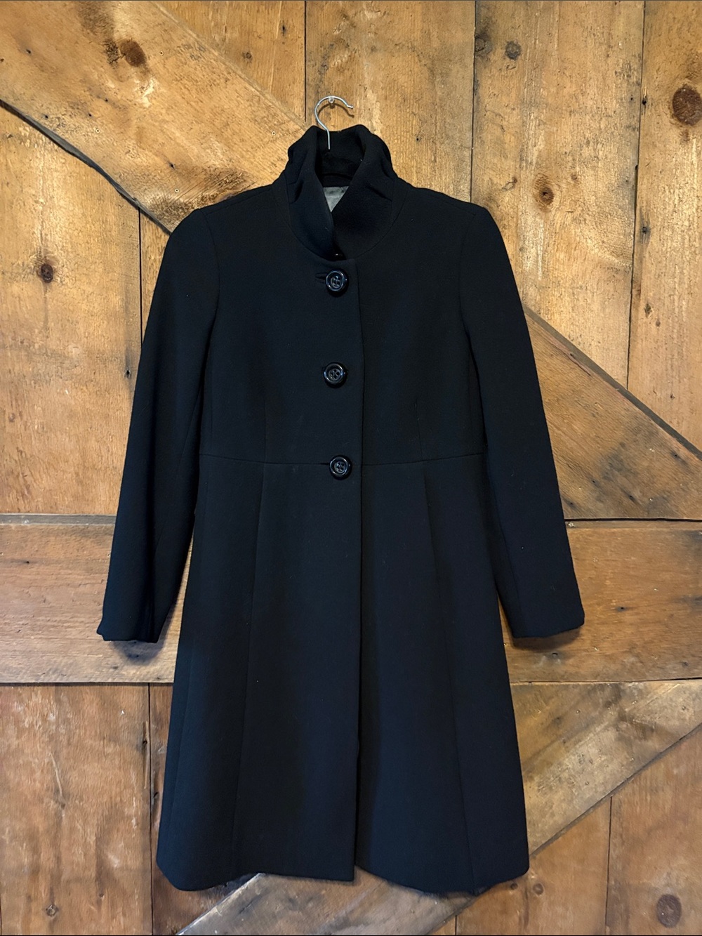 J. Crew Black Wool Blend A-Line Pea Coat